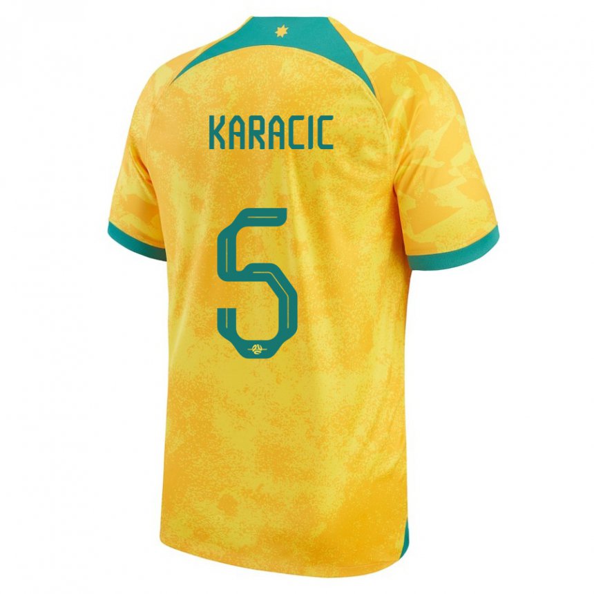 Kinder Australische Fran Karacic #5 Gold Heimtrikot Trikot 22-24 T-shirt Österreich