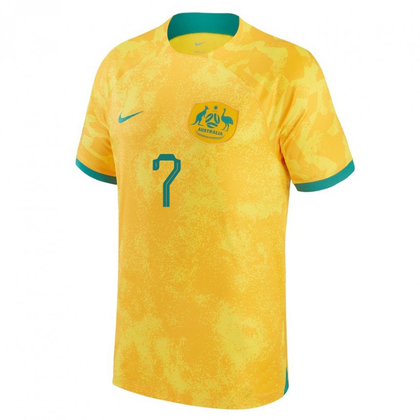 Kinder Australische Mathew Leckie #7 Gold Heimtrikot Trikot 22-24 T-shirt Österreich