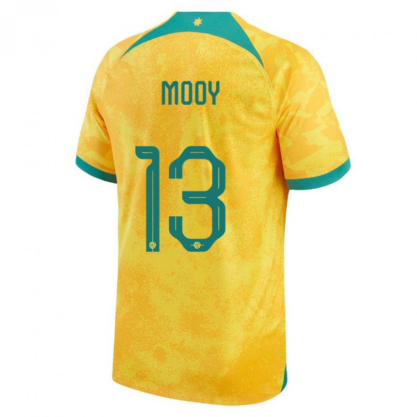 Kinder Australische Aaron Mooy #13 Gold Heimtrikot Trikot 22-24 T-shirt Österreich