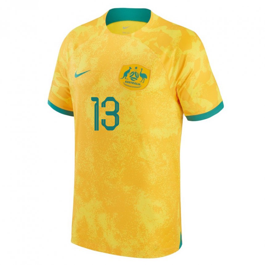 Kinder Australische Aaron Mooy #13 Gold Heimtrikot Trikot 22-24 T-shirt Österreich