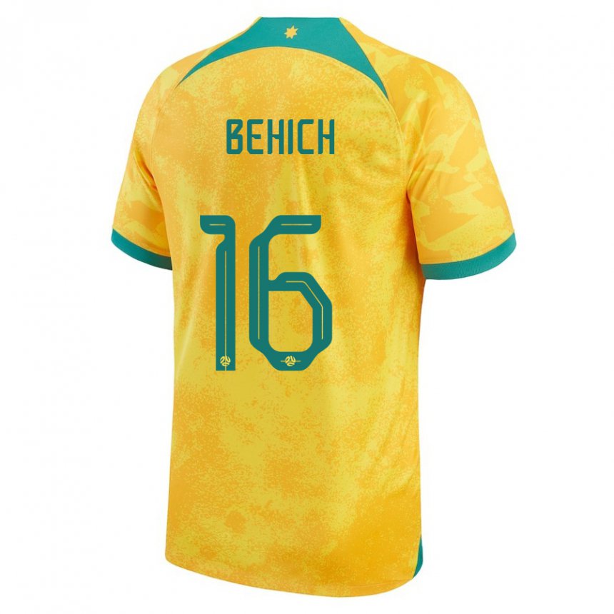 Kinder Australische Aziz Behich #16 Gold Heimtrikot Trikot 22-24 T-shirt Österreich