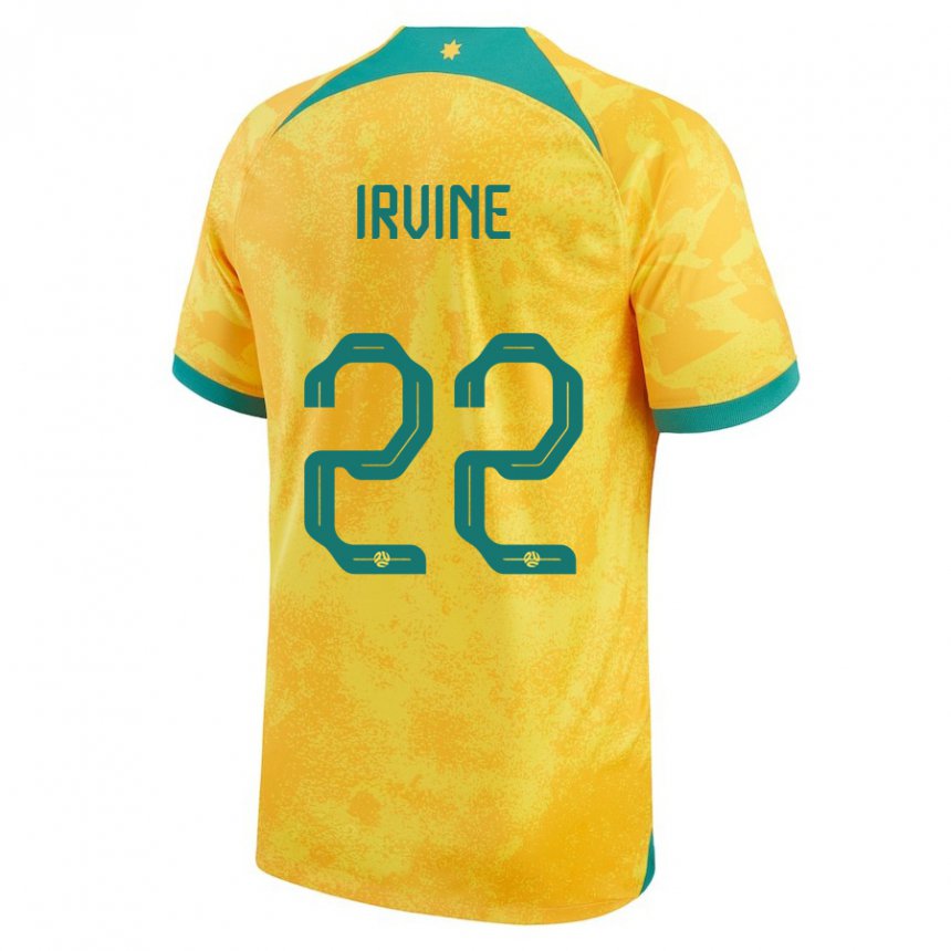 Kinder Australische Jackson Irvine #22 Gold Heimtrikot Trikot 22-24 T-shirt Österreich