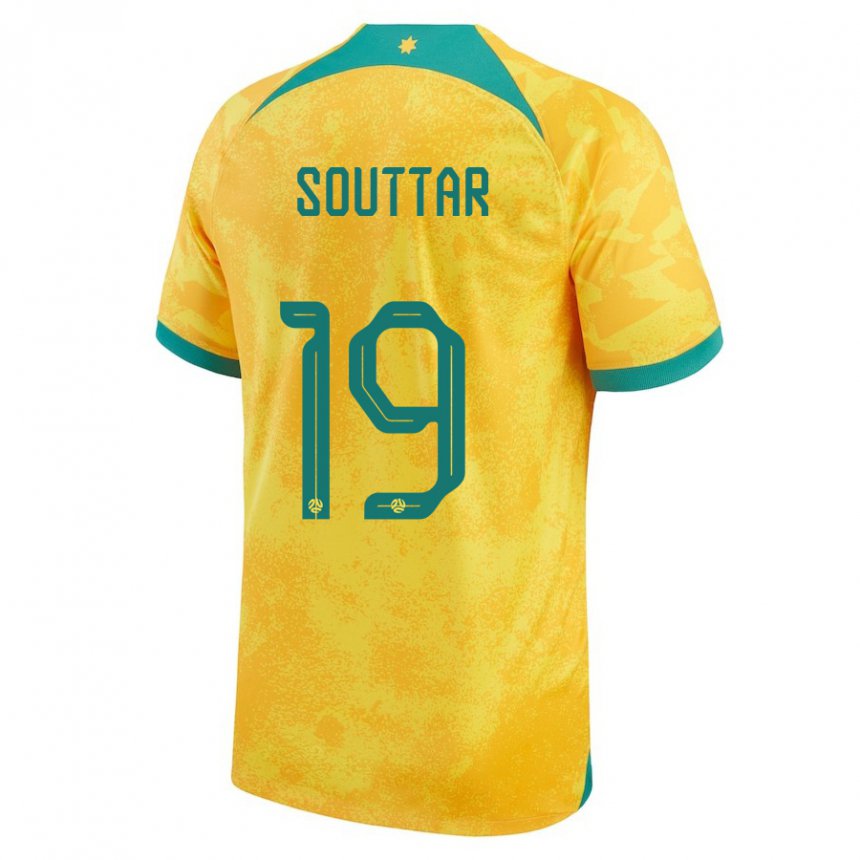 Kinder Australische Harry Souttar #19 Gold Heimtrikot Trikot 22-24 T-shirt Österreich