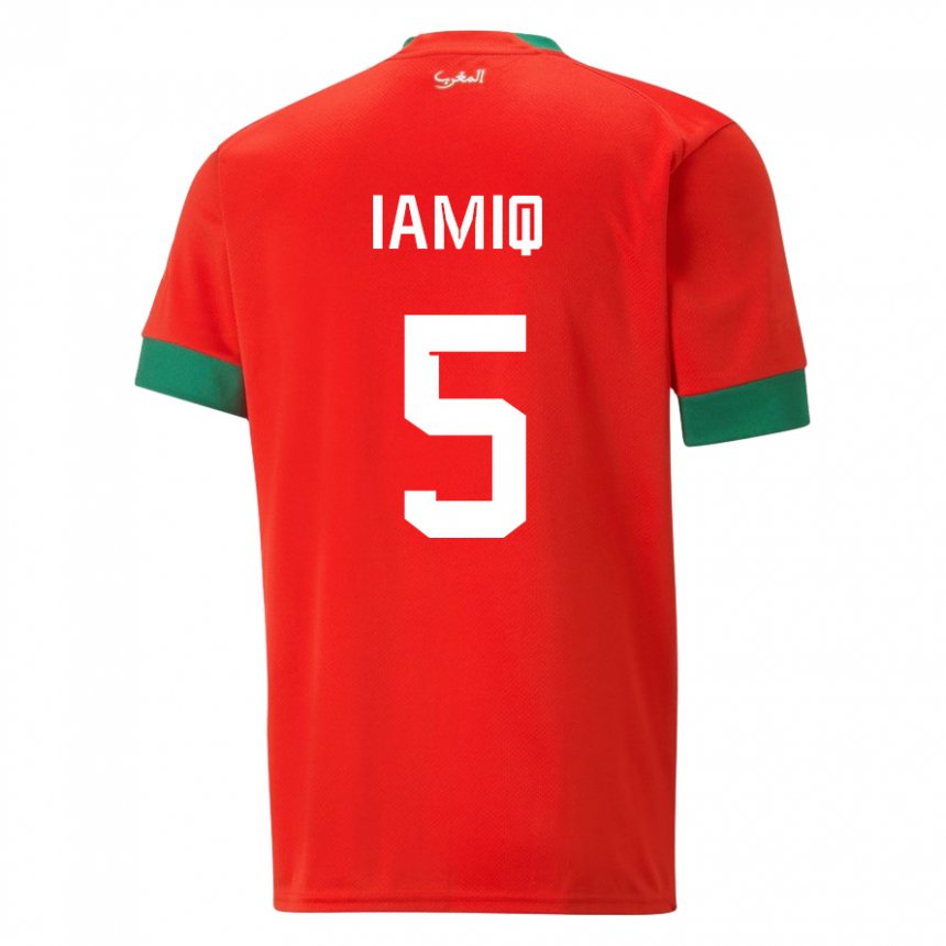 Kinder Marokkanische Jawad Iamiq #5 Rot Heimtrikot Trikot 22-24 T-shirt Österreich