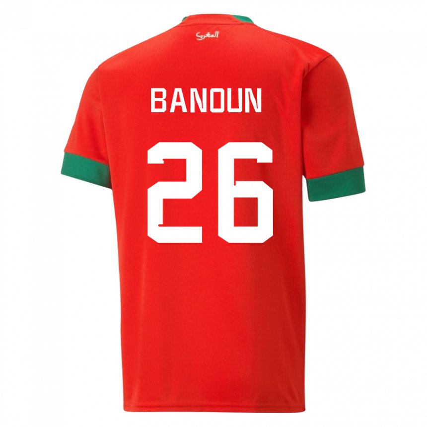 Kinder Marokkanische Badr Banoun #26 Rot Heimtrikot Trikot 22-24 T-shirt Österreich