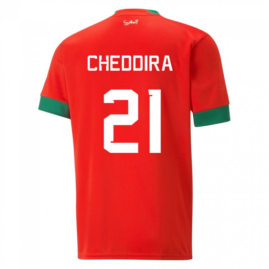 Kinder Marokkanische Walid Cheddira #21 Rot Heimtrikot Trikot 22-24 T-shirt Österreich