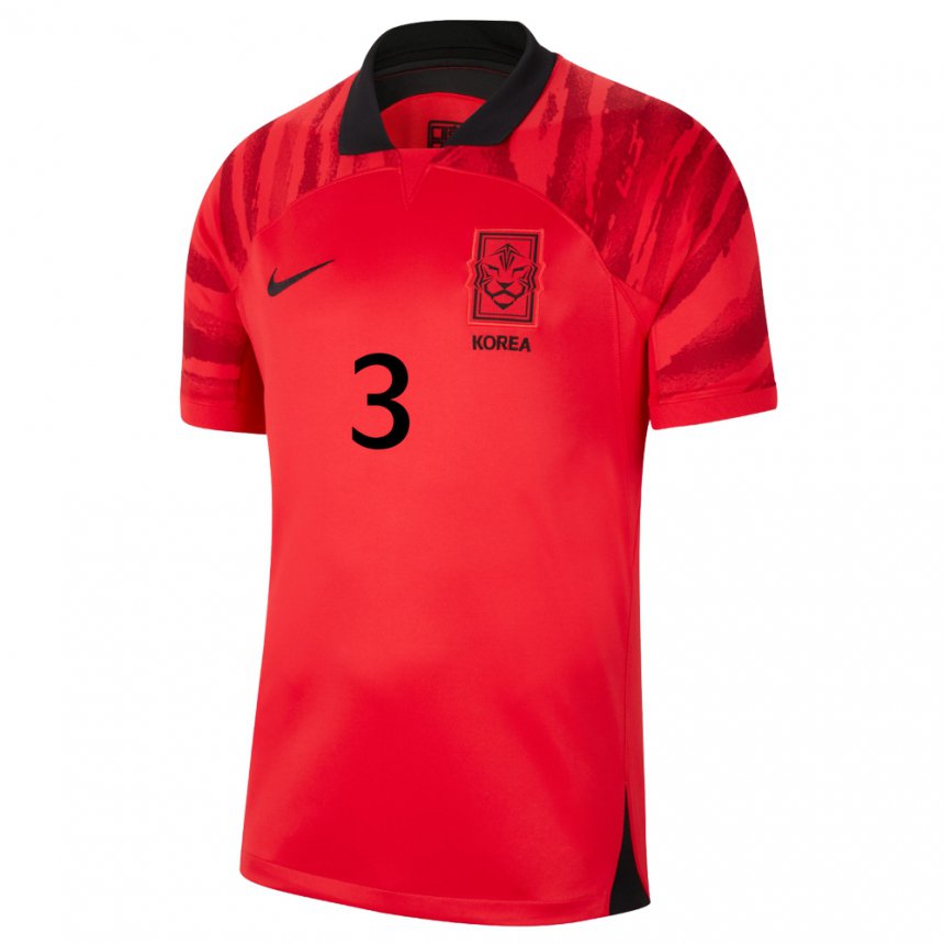 Kinder Südkoreanische Jin-su Kim #3 Rot Schwarz Heimtrikot Trikot 22-24 T-shirt Österreich