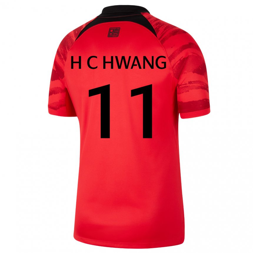 Kinder Südkoreanische Hee-chan Hwang #11 Rot Schwarz Heimtrikot Trikot 22-24 T-shirt Österreich