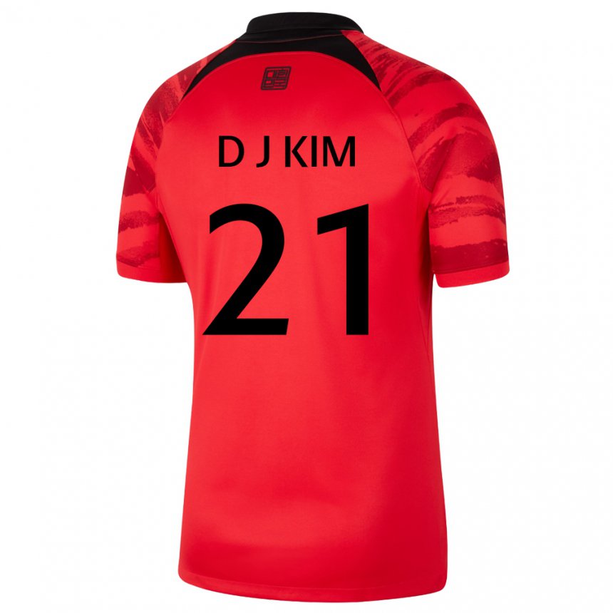 Kinder Südkoreanische Dong-jun Kim #21 Rot Schwarz Heimtrikot Trikot 22-24 T-shirt Österreich