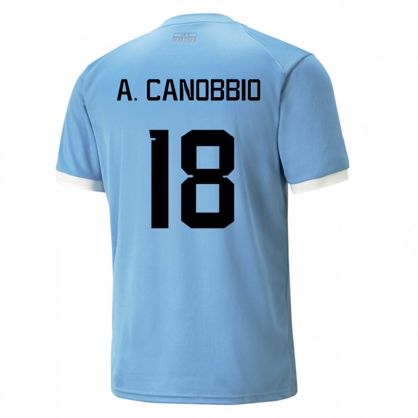 Kinder Uruguayische Agustin Canobbio #18 Blau Heimtrikot Trikot 22-24 T-shirt Österreich