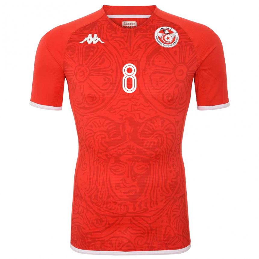 Kinder Tunesische Saif Eddine Khaoui #8 Rot Heimtrikot Trikot 22-24 T-shirt Österreich