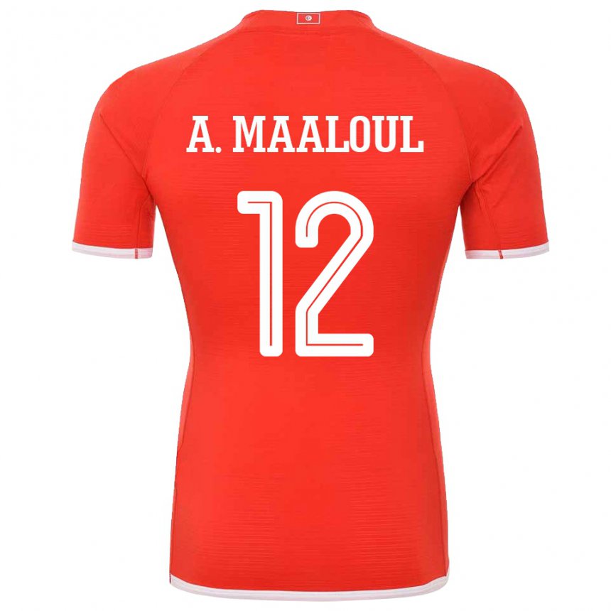 Kinder Tunesische Ali Maaloul #12 Rot Heimtrikot Trikot 22-24 T-shirt Österreich