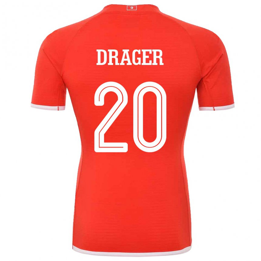 Kinder Tunesische Mohamed Drager #20 Rot Heimtrikot Trikot 22-24 T-shirt Österreich