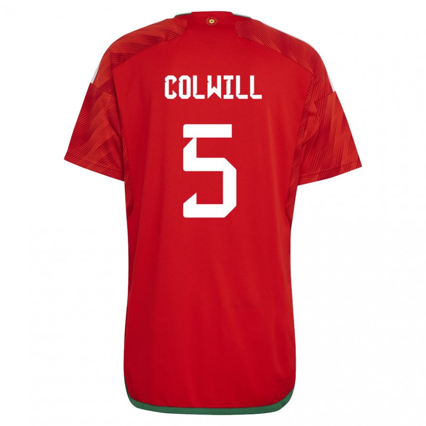 Kinder Walisische Rubin Colwill #5 Rot Heimtrikot Trikot 22-24 T-shirt Österreich