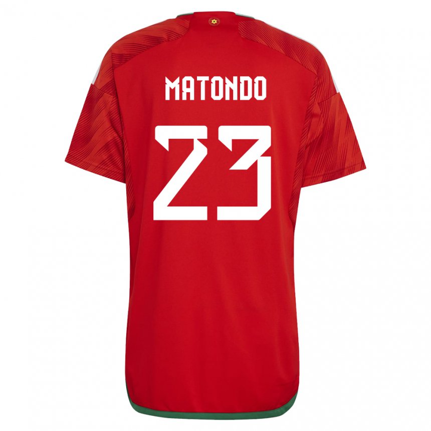 Kinder Walisische Rabbi Matondo #23 Rot Heimtrikot Trikot 22-24 T-shirt Österreich