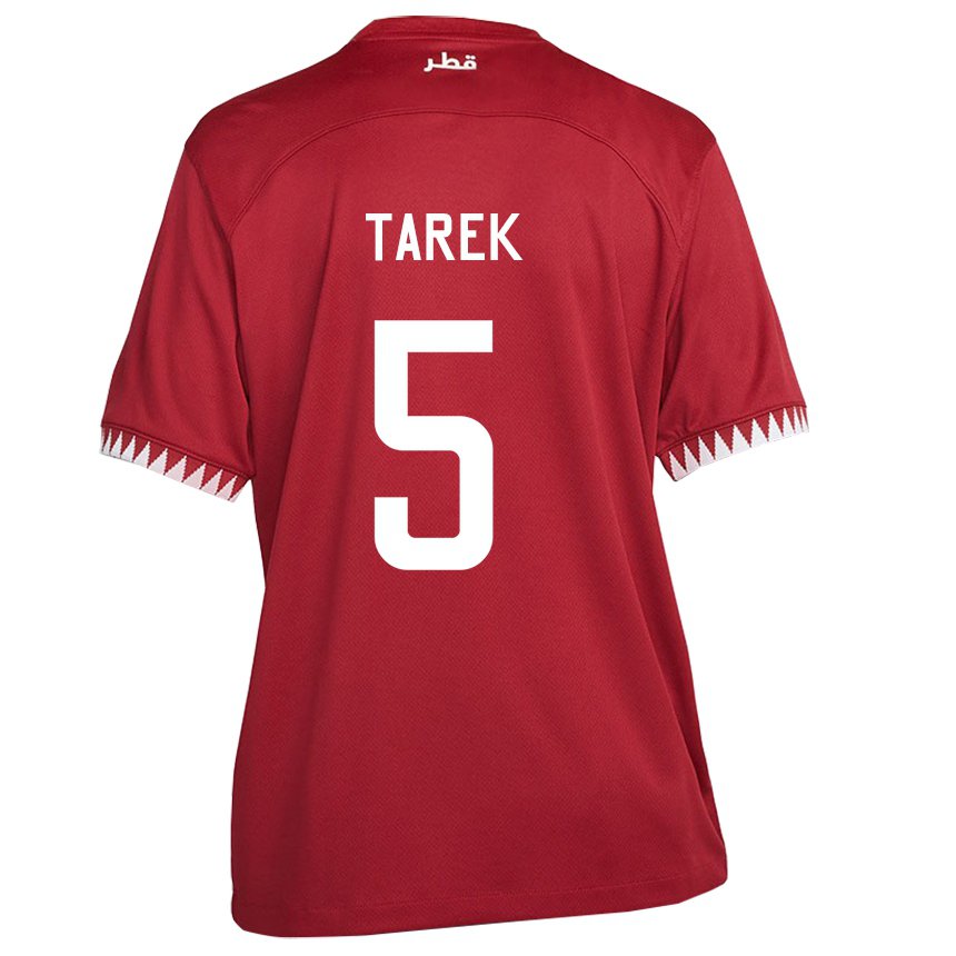 Kinder Katarische Tarek Salman #5 Kastanienbraun Heimtrikot Trikot 22-24 T-shirt Österreich