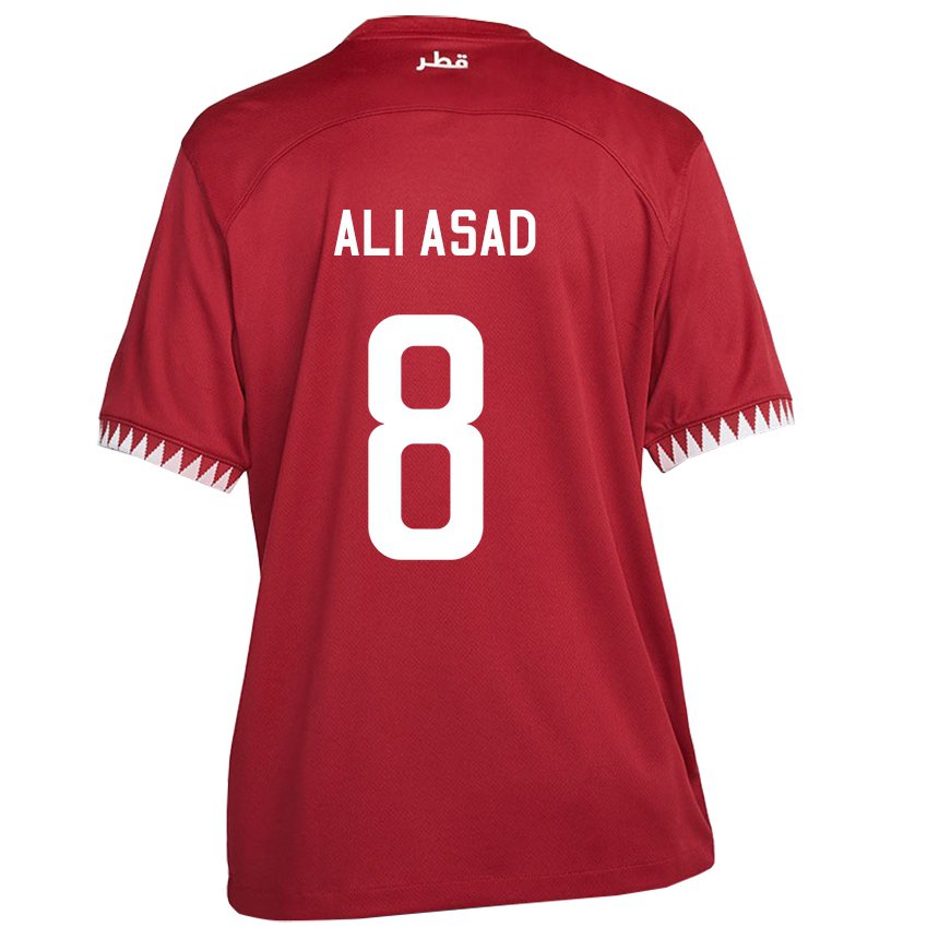 Kinder Katarische Ali Asad #8 Kastanienbraun Heimtrikot Trikot 22-24 T-shirt Österreich