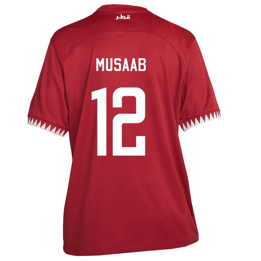 Kinder Katarische Musaab Khidir #12 Kastanienbraun Heimtrikot Trikot 22-24 T-shirt Österreich