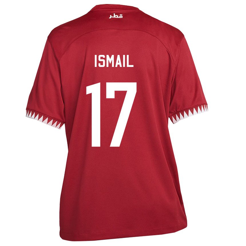 Kinder Katarische Ismail Mohamad #17 Kastanienbraun Heimtrikot Trikot 22-24 T-shirt Österreich