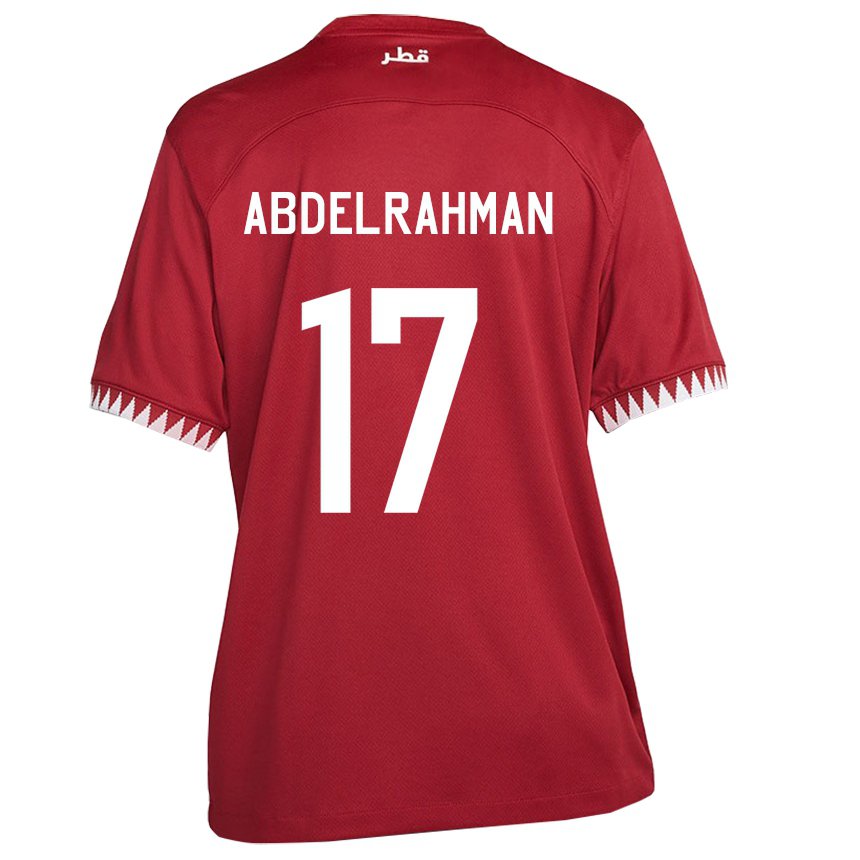 Kinder Katarische Abdelrahman Fahmi Moustafa #17 Kastanienbraun Heimtrikot Trikot 22-24 T-shirt Österreich