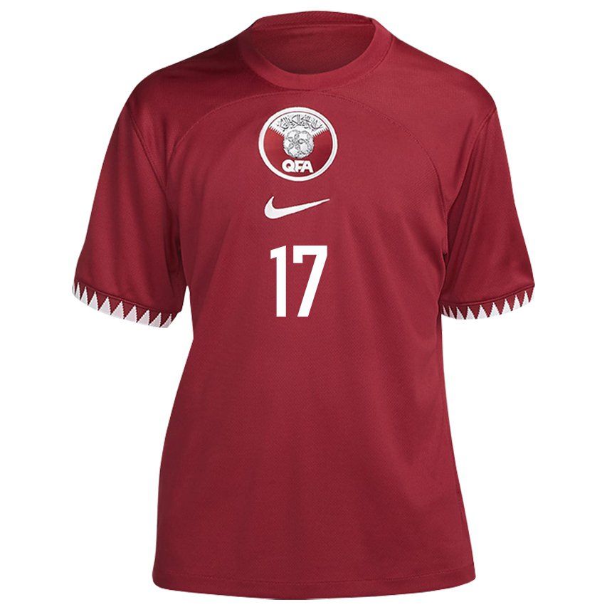 Kinder Katarische Abdelrahman Fahmi Moustafa #17 Kastanienbraun Heimtrikot Trikot 22-24 T-shirt Österreich