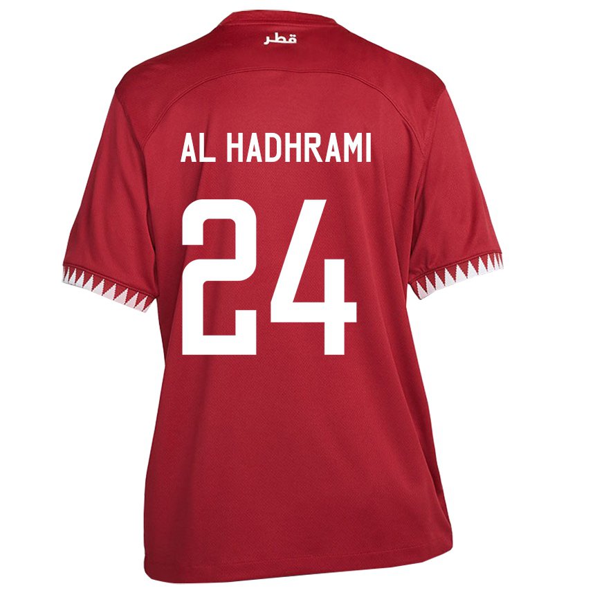 Kinder Katarische Naif Abdulraheem Al Hadhrami #24 Kastanienbraun Heimtrikot Trikot 22-24 T-shirt Österreich