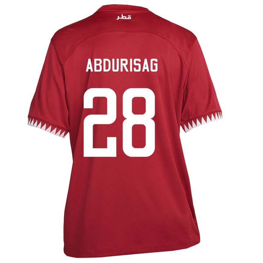 Kinder Katarische Yusuf Abdurisag #28 Kastanienbraun Heimtrikot Trikot 22-24 T-shirt Österreich