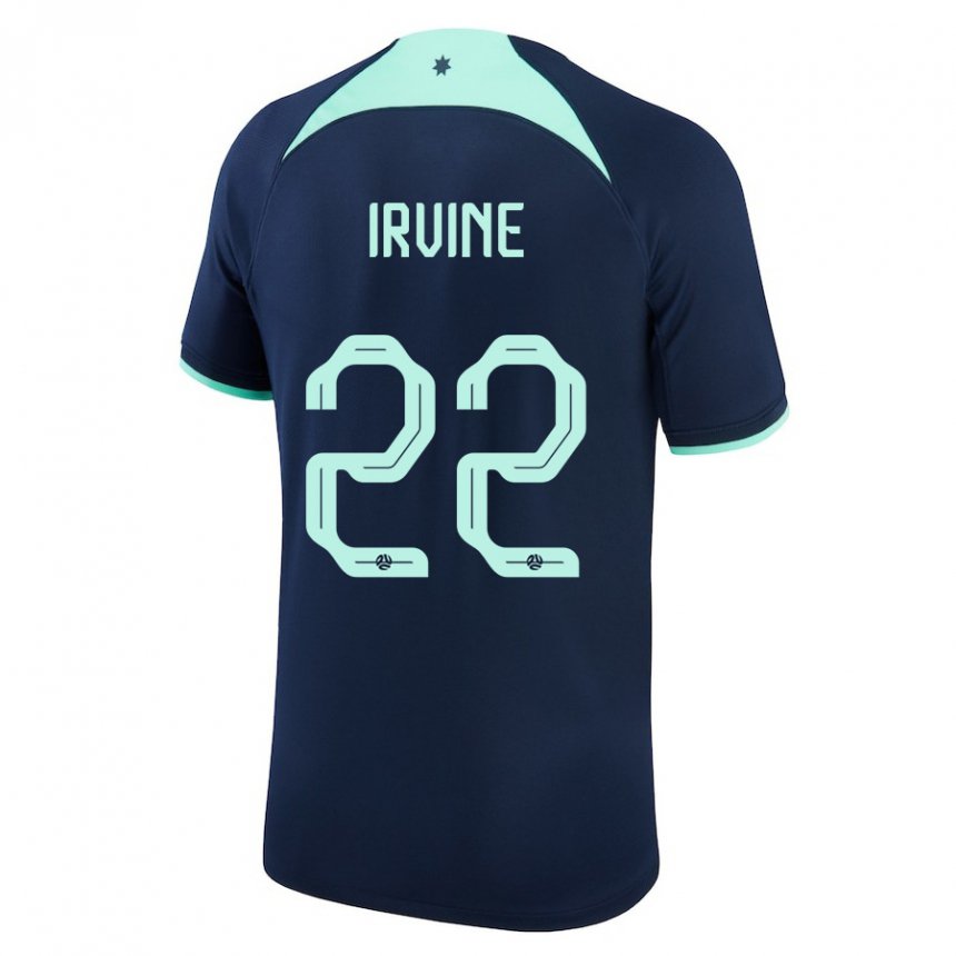 Kinder Australische Jackson Irvine #22 Dunkelblau Auswärtstrikot Trikot 22-24 T-shirt Österreich