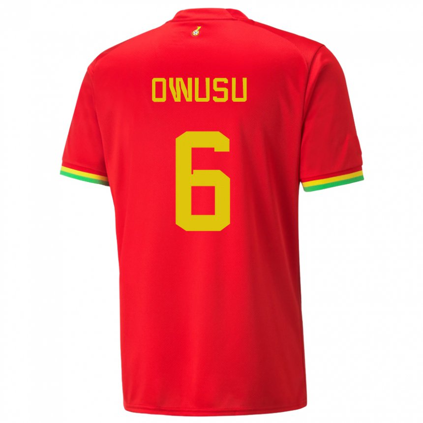 Kinder Ghanaische Elisha Owusu #6 Rot Auswärtstrikot Trikot 22-24 T-shirt Österreich