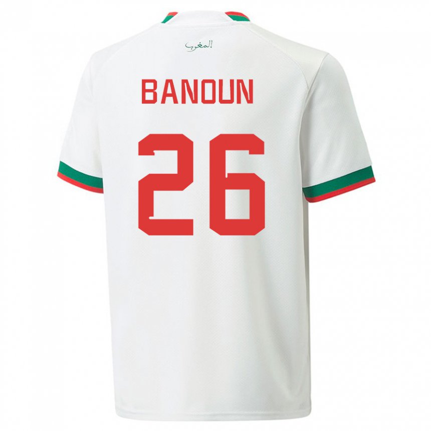 Kinder Marokkanische Badr Banoun #26 Weiß Auswärtstrikot Trikot 22-24 T-shirt Österreich