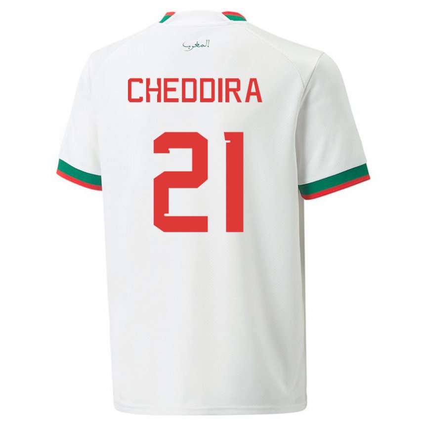 Kinder Marokkanische Walid Cheddira #21 Weiß Auswärtstrikot Trikot 22-24 T-shirt Österreich