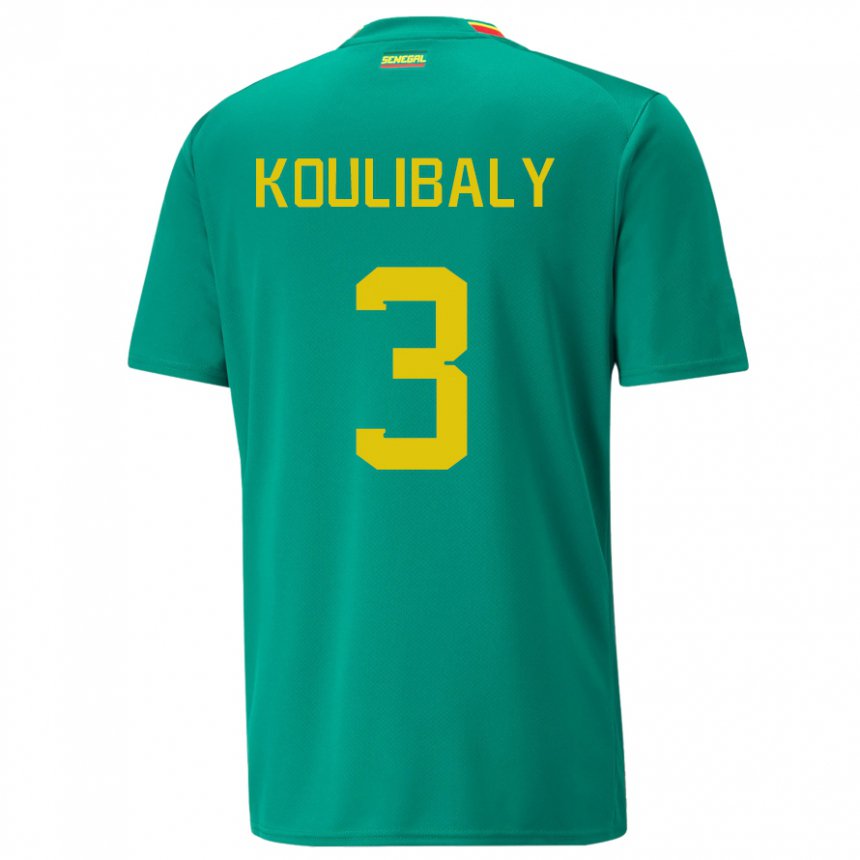 Kinder Senegalesische Kalidou Koulibaly #3 Grün Auswärtstrikot Trikot 22-24 T-shirt Österreich