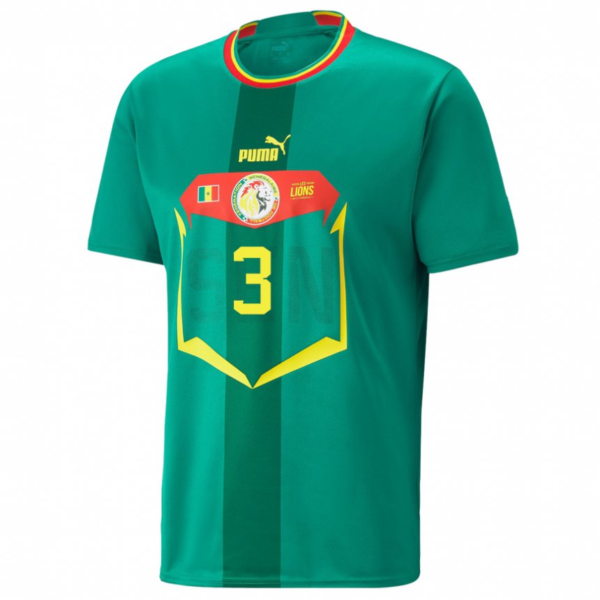 Kinder Senegalesische Kalidou Koulibaly #3 Grün Auswärtstrikot Trikot 22-24 T-shirt Österreich