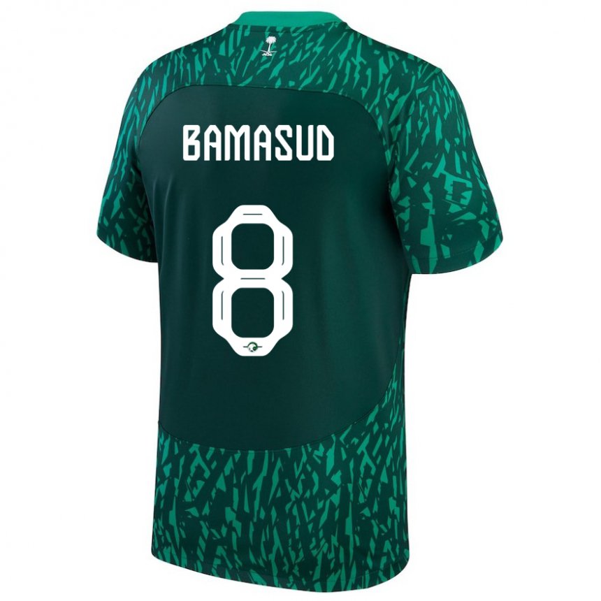 Kinder Saudi-arabische Ahmed Bamasud #8 Dunkelgrün Auswärtstrikot Trikot 22-24 T-shirt Österreich