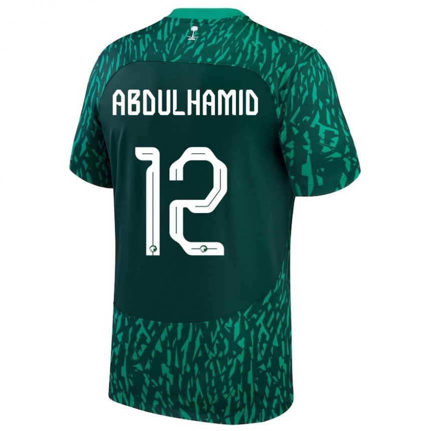 Kinder Saudi-arabische Saud Abdulhamid #12 Dunkelgrün Auswärtstrikot Trikot 22-24 T-shirt Österreich