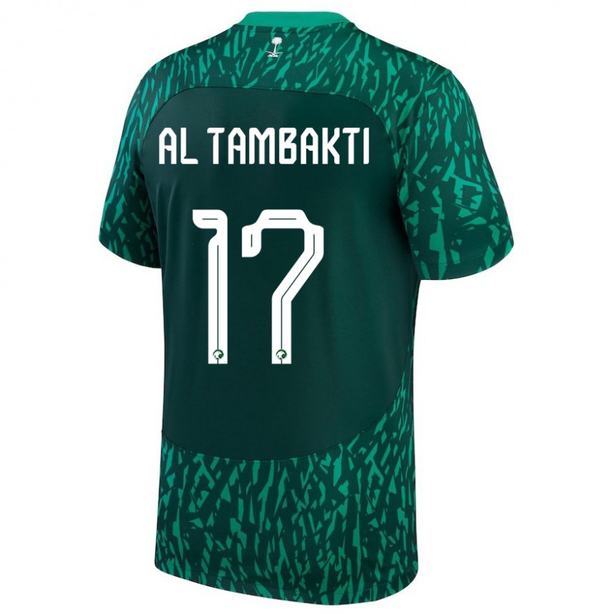 Kinder Saudi-arabische Hassan Al Tambakti #17 Dunkelgrün Auswärtstrikot Trikot 22-24 T-shirt Österreich