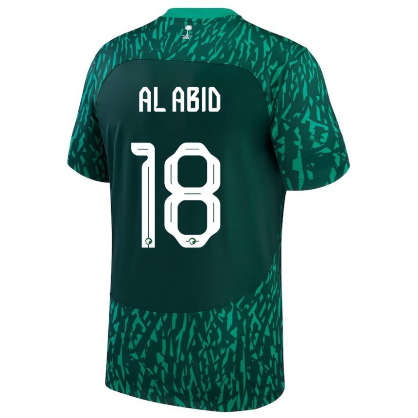 Kinder Saudi-arabische Nawaf Al Abid #18 Dunkelgrün Auswärtstrikot Trikot 22-24 T-shirt Österreich