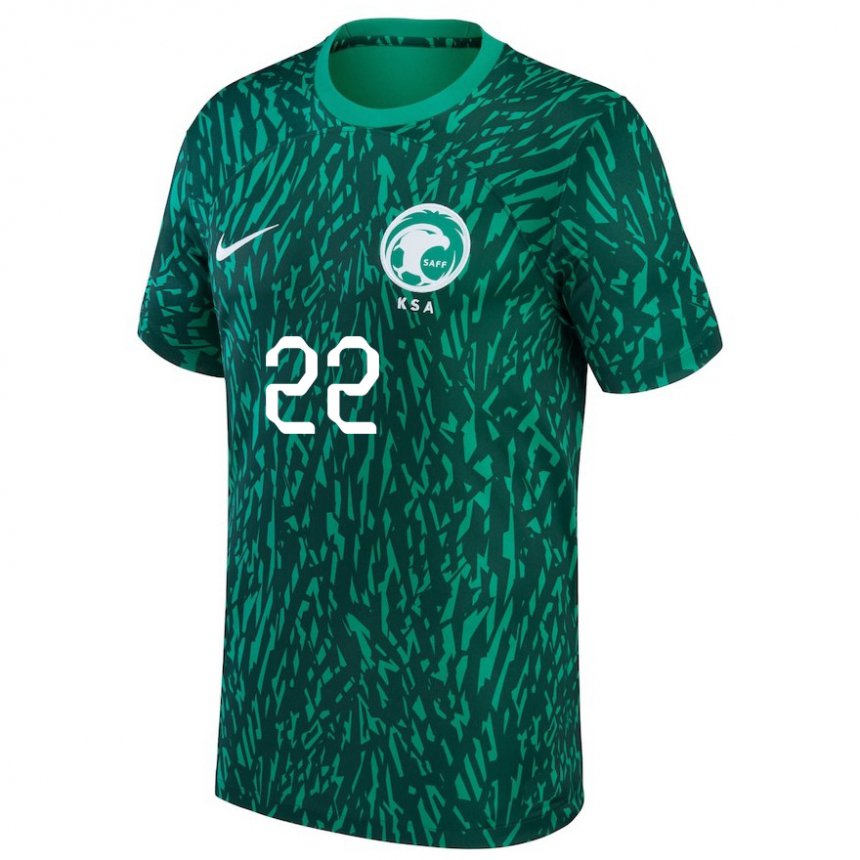 Kinder Saudi-arabische Fawaz Al Qarni #22 Dunkelgrün Auswärtstrikot Trikot 22-24 T-shirt Österreich