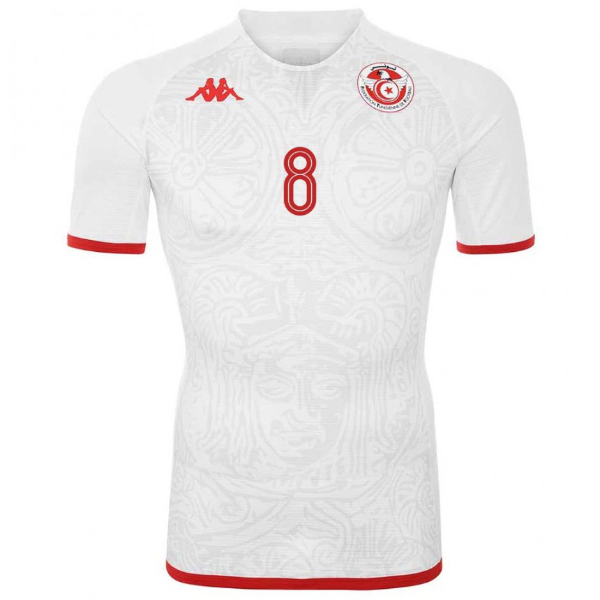 Kinder Tunesische Saif Eddine Khaoui #8 Weiß Auswärtstrikot Trikot 22-24 T-shirt Österreich