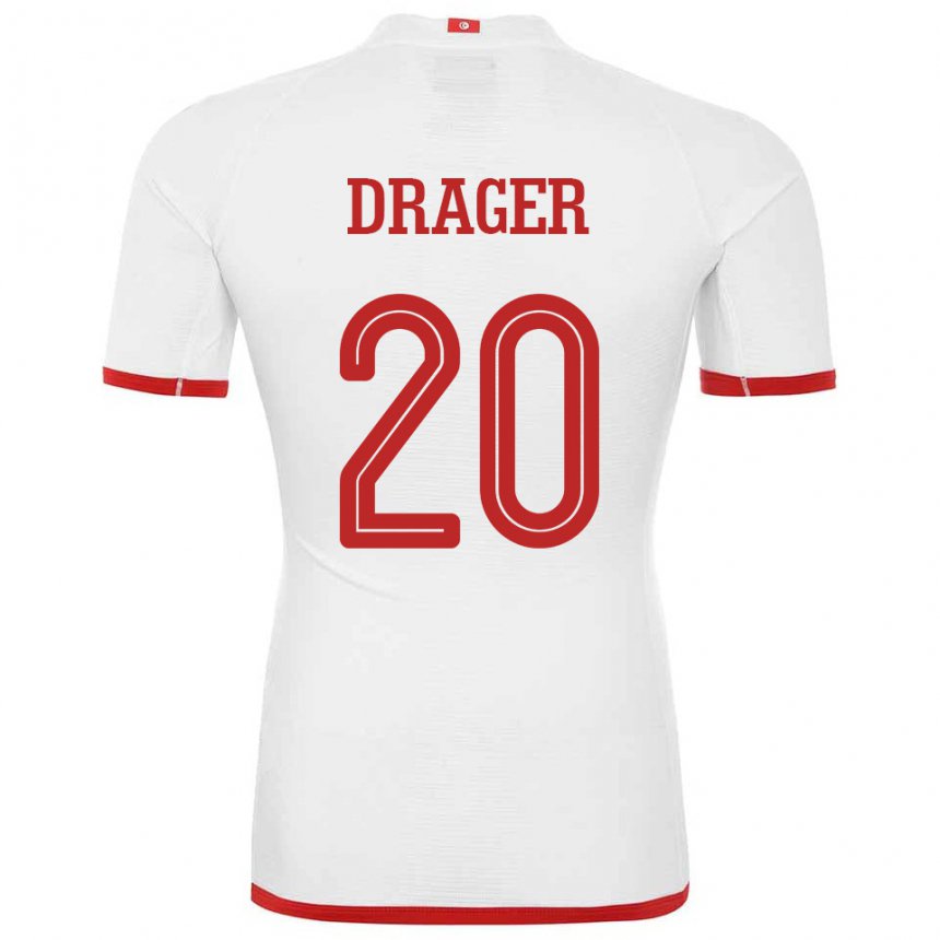 Kinder Tunesische Mohamed Drager #20 Weiß Auswärtstrikot Trikot 22-24 T-shirt Österreich