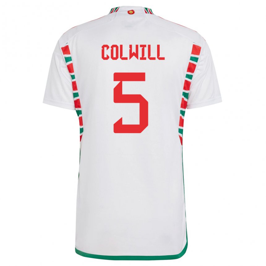 Kinder Walisische Rubin Colwill #5 Weiß Auswärtstrikot Trikot 22-24 T-shirt Österreich