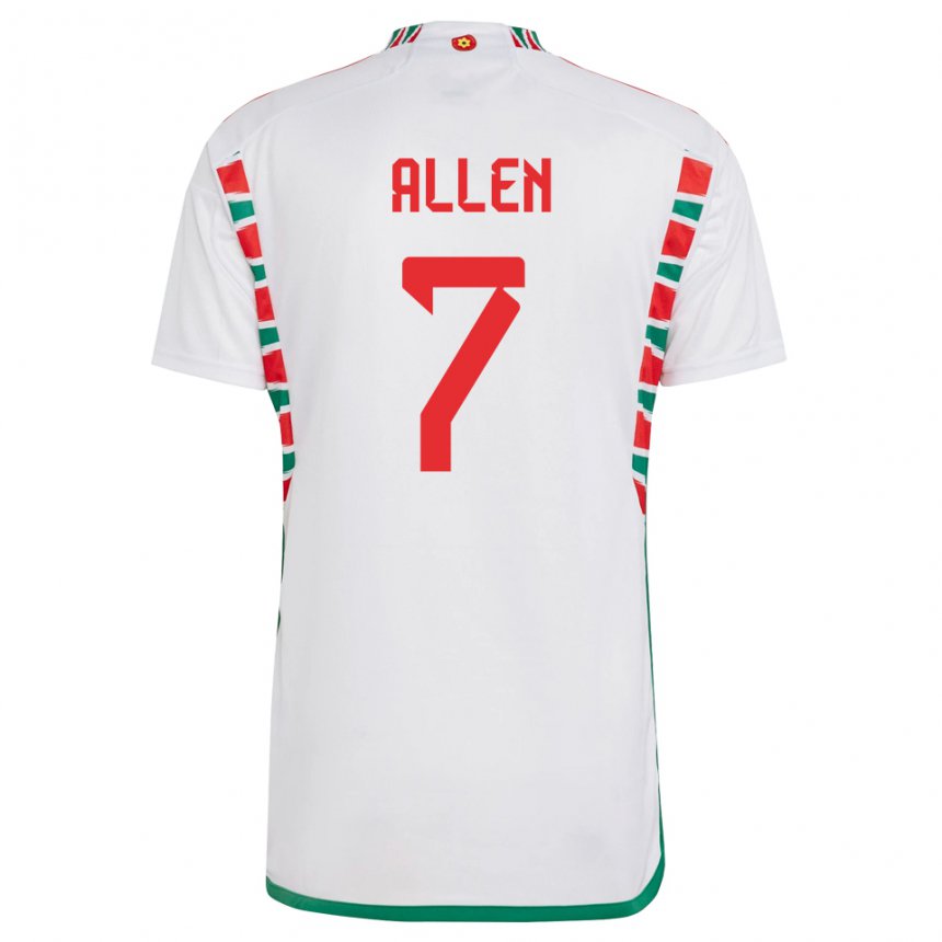 Kinder Walisische Joe Allen #7 Weiß Auswärtstrikot Trikot 22-24 T-shirt Österreich