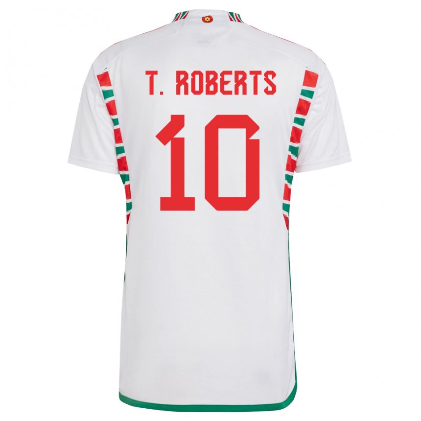 Kinder Walisische Tyler Roberts #10 Weiß Auswärtstrikot Trikot 22-24 T-shirt Österreich