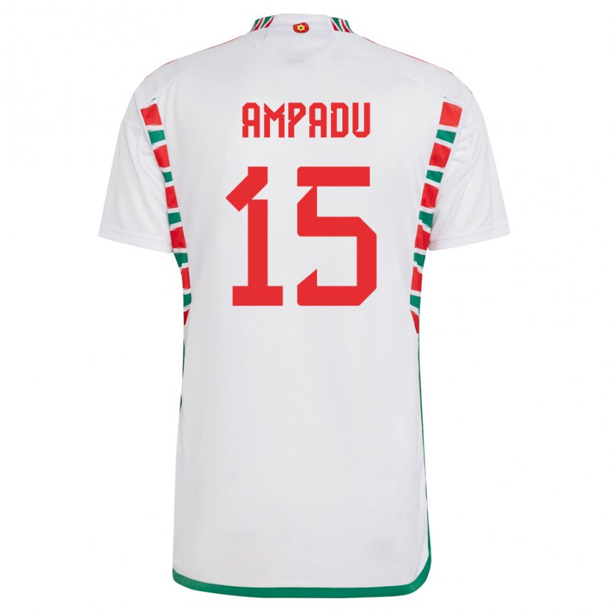 Kinder Walisische Ethan Ampadu #15 Weiß Auswärtstrikot Trikot 22-24 T-shirt Österreich