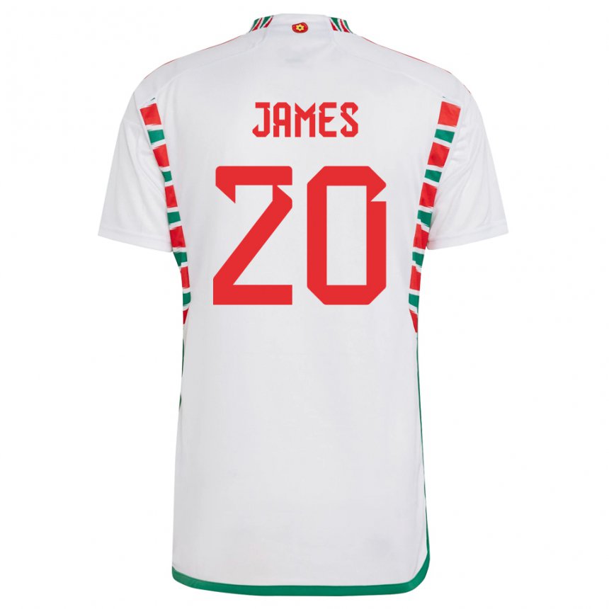 Kinder Walisische Daniel James #20 Weiß Auswärtstrikot Trikot 22-24 T-shirt Österreich