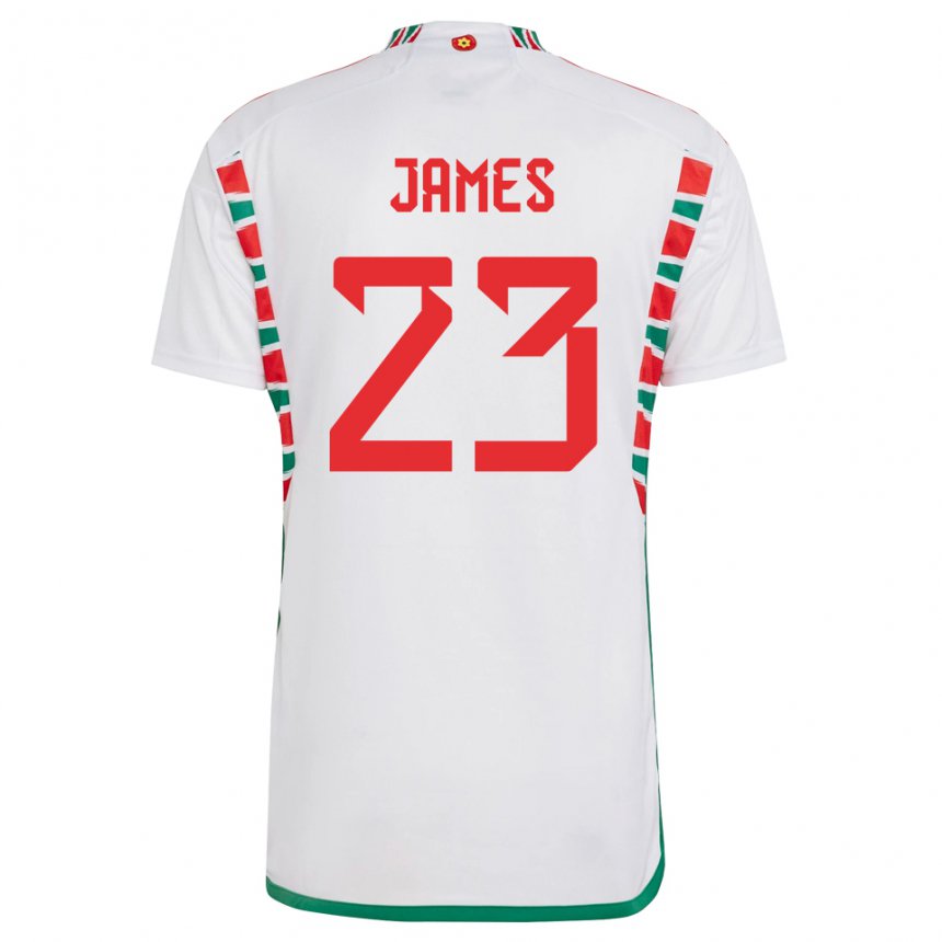 Kinder Walisische Jordan James #23 Weiß Auswärtstrikot Trikot 22-24 T-shirt Österreich