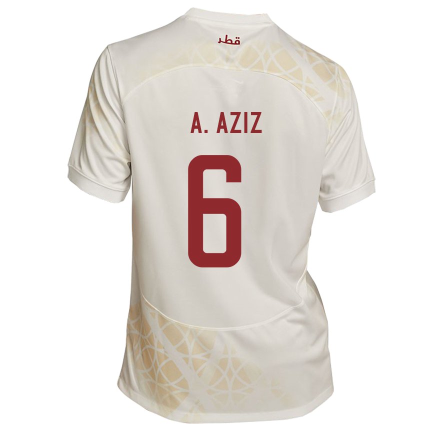 Kinder Katarische Abdulaziz Hatem #6 Goldbeige Auswärtstrikot Trikot 22-24 T-shirt Österreich