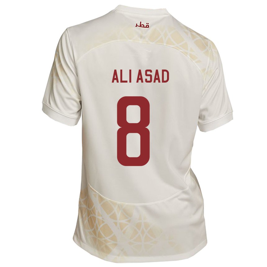 Kinder Katarische Ali Asad #8 Goldbeige Auswärtstrikot Trikot 22-24 T-shirt Österreich