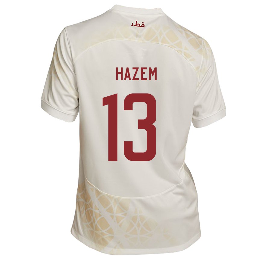 Kinder Katarische Hazem Shehata #13 Goldbeige Auswärtstrikot Trikot 22-24 T-shirt Österreich