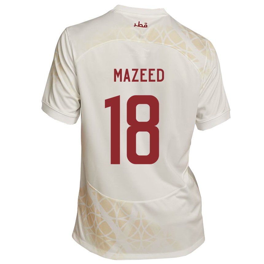 Kinder Katarische Khalid Muneer Ali #18 Goldbeige Auswärtstrikot Trikot 22-24 T-shirt Österreich